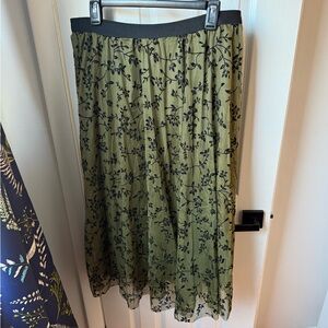 Floral Olive Green Skirt